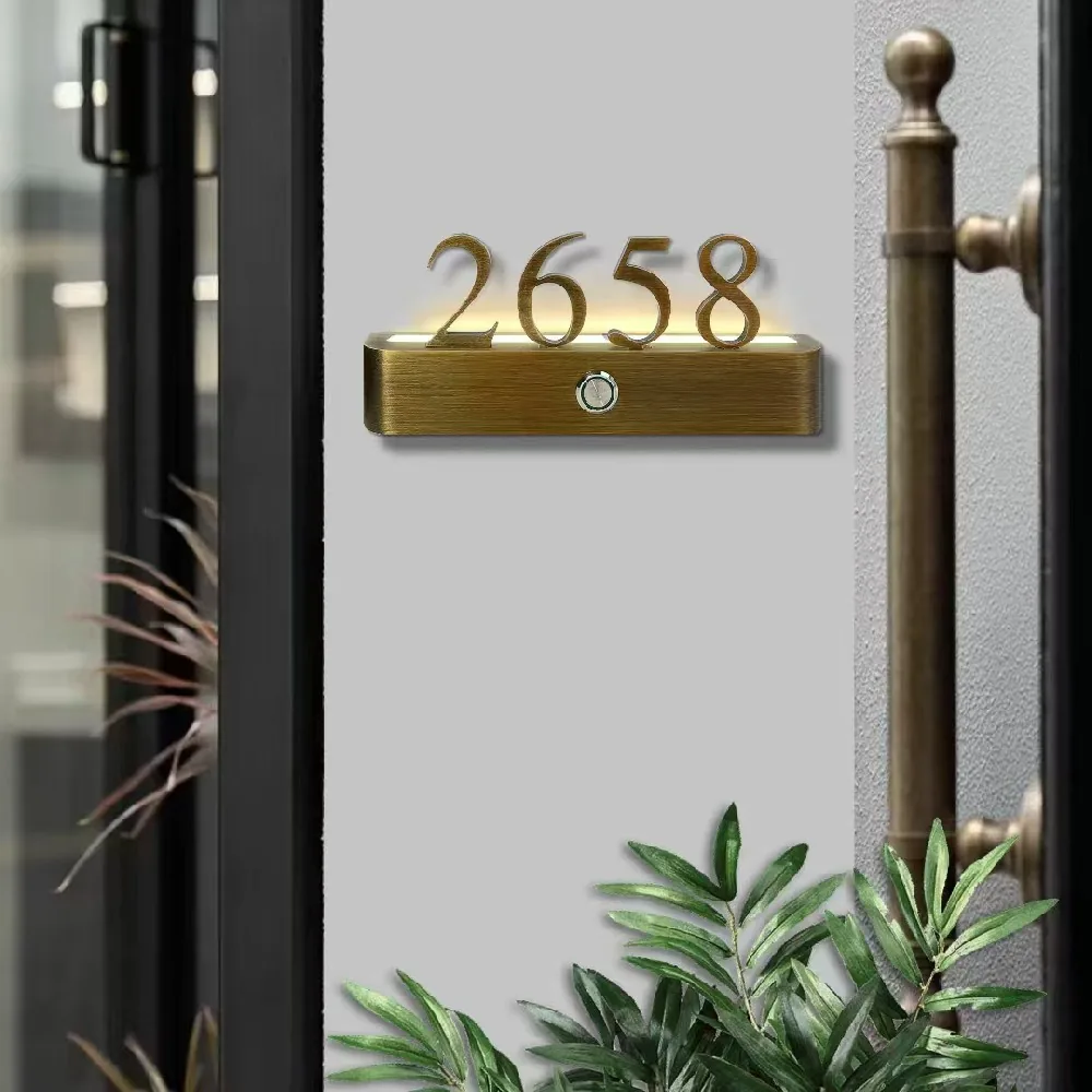 H005 brushed brass-finish aluminum backlit hotel room number 2658