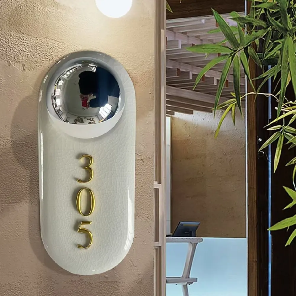 Y007 crackle-glaze ceramic room number 305 with mirror dome