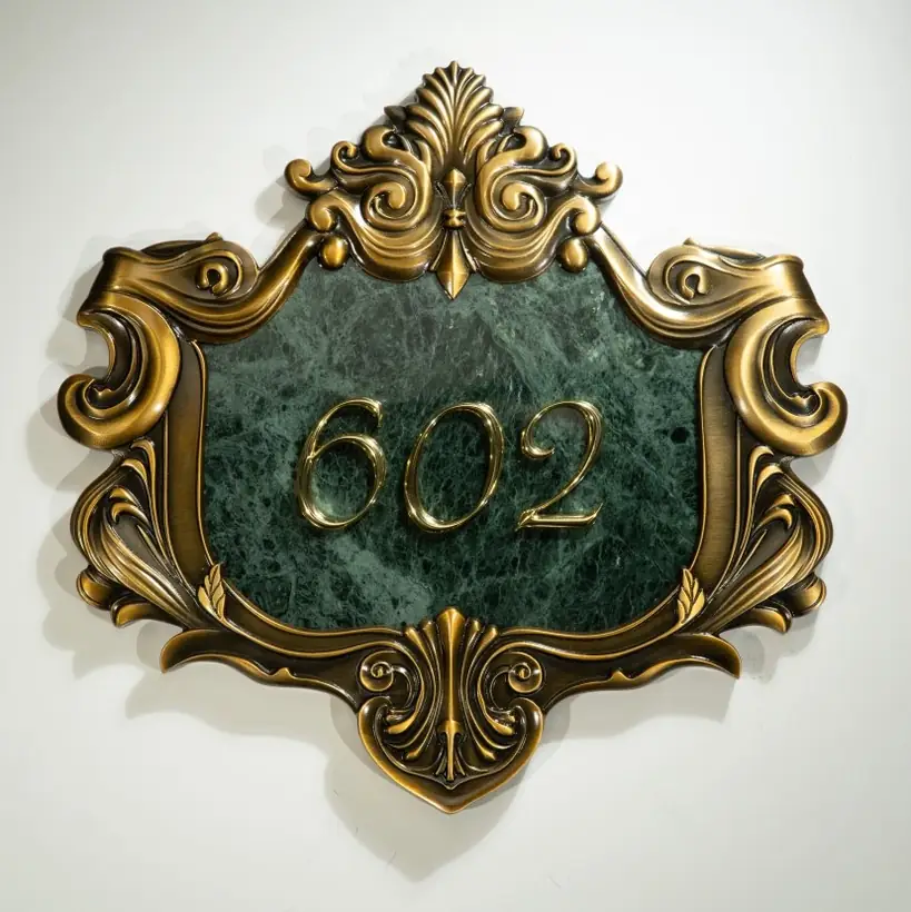 Ornate room plaque reference for premium suite or villa room numbers