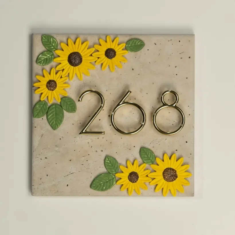 Decorative dimensional number with sunflower background