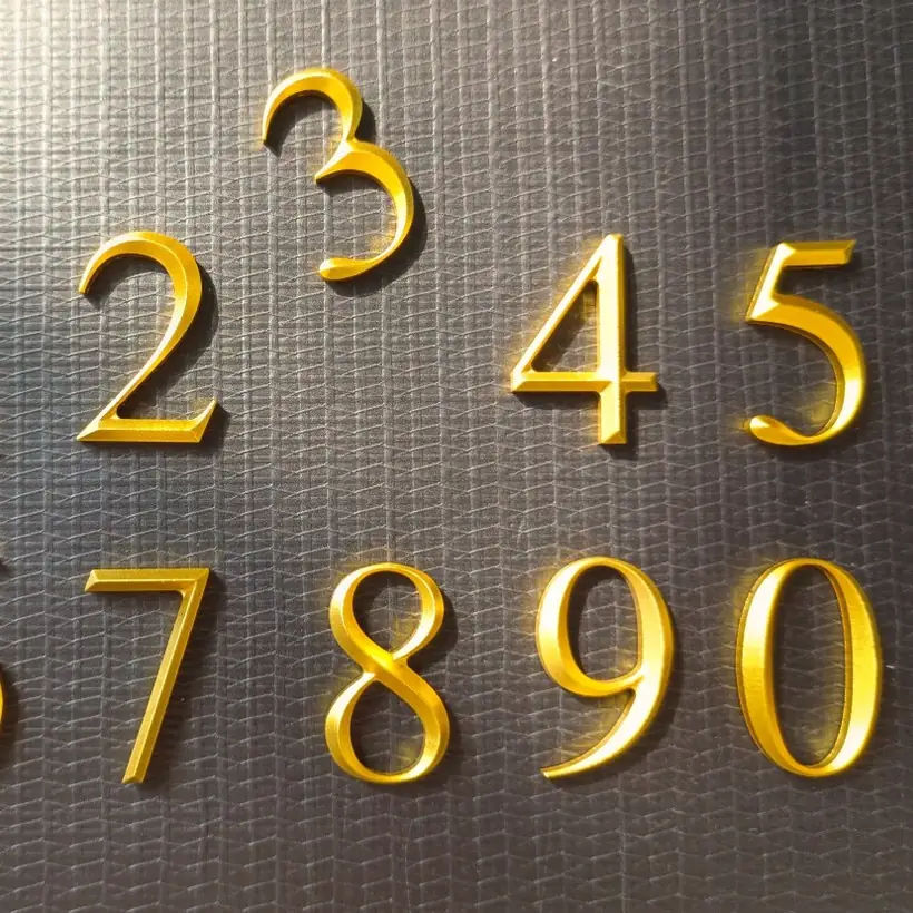 Gold dimensional number set for door signs