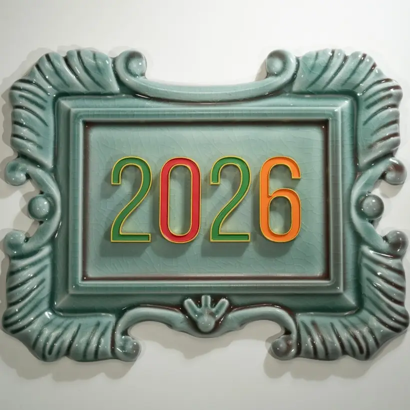 Green framed exterior address plaque with raised numbers