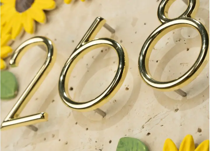 Dimensional number samples with polished and colored finish options